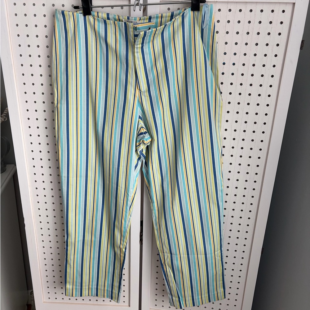 GAP Women's Striped Pants - Blue, Yellow, Green
